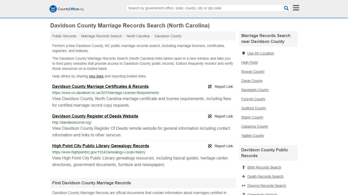 Marriage Records Search - Davidson County, NC (Marriage ...